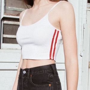 Brandy Melville White Top w/ Red Side Stripe